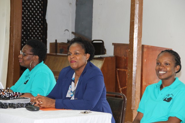 (l-r) Chairperson Shoya Lawrence, Dr. Judy Nisbett Medical Officer of Health in the Nevis Island Administration and Chief Librarian Anastasia Parris at the opening ceremony of the Nevis Public Library summer programme at the Charlestown Methodist Church Hall on August 03, 2016